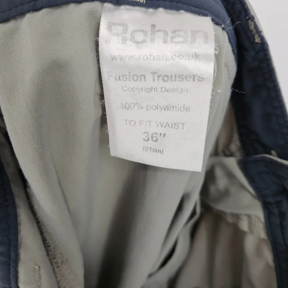 Rohan Fusion Trousers Pants Mens 36 Outdoors Travel Walking Quick Dry Gray